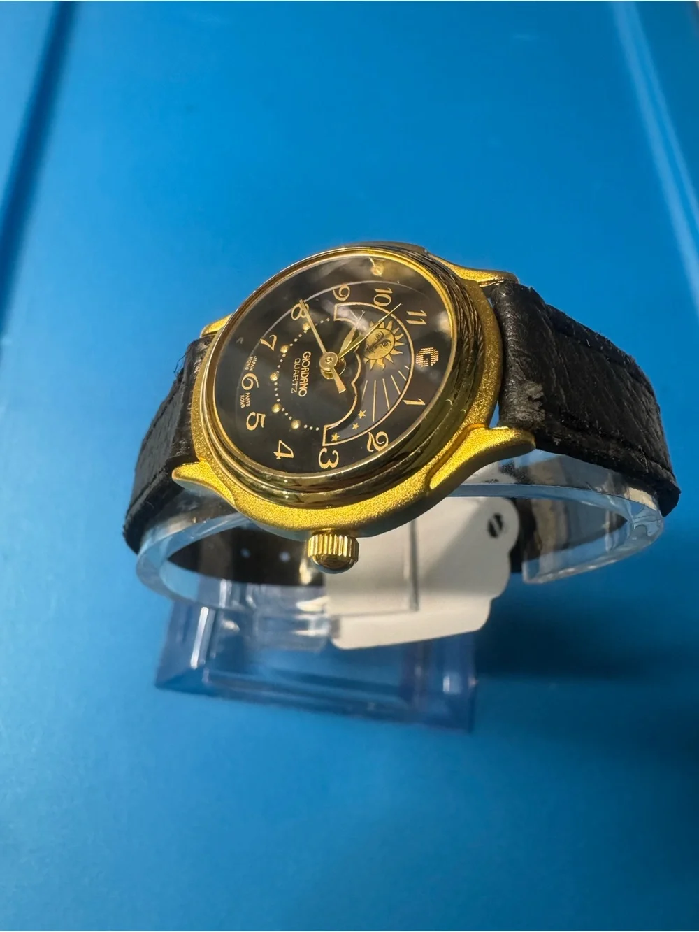 Giordano Gold-Tone Sun & Moon Black Dial Quartz Watch